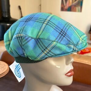 Ingles Buchan Scotland Wool Plaid Flat Cap in Johnston Ancient